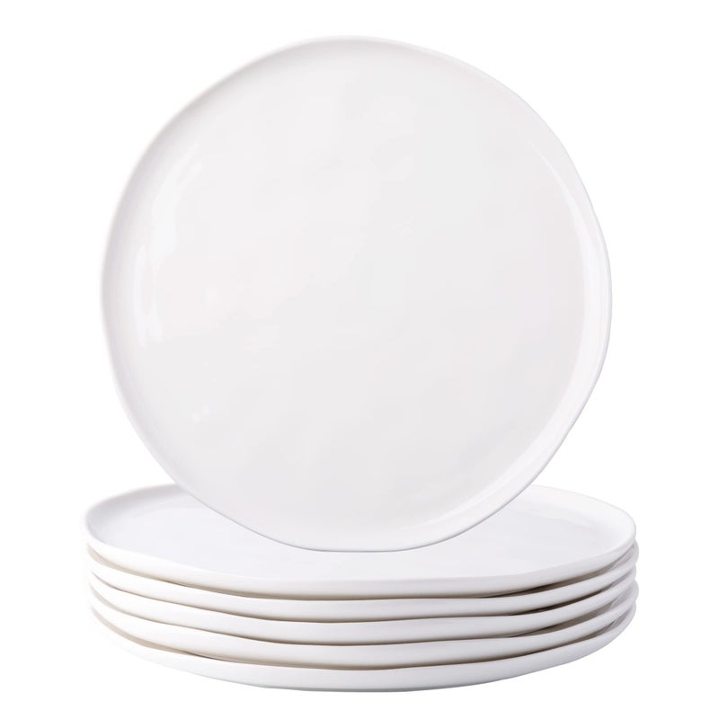 LERATIO Dinner Plates105 inch Ceramic Plates Set of 6Porcelain Plates for kitchen with Wavy EdgeMicrowave  Dishwasher  Oven SafeLight Weight  Scratch Resistant Sevring DishWhite