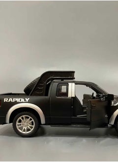 die cast 1/32 Ford Raptor F150 Truck Alloy Diecast Car Model With  Sound, Light, Opened Doors, Pull Back (Black, No Box)  - Image 2
