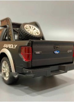 die cast 1/32 Ford Raptor F150 Truck Alloy Diecast Car Model With  Sound, Light, Opened Doors, Pull Back (Black, No Box)  - Image 4