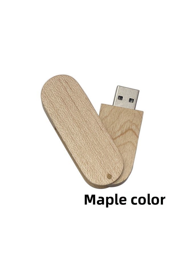 Bamboo Wood U Disk 16g32g Rotating Laser Carved LOGO Ebony Maple Walnut Material-Color:Maple Color USB Flash Disk-Capacity:128GB - Image 1