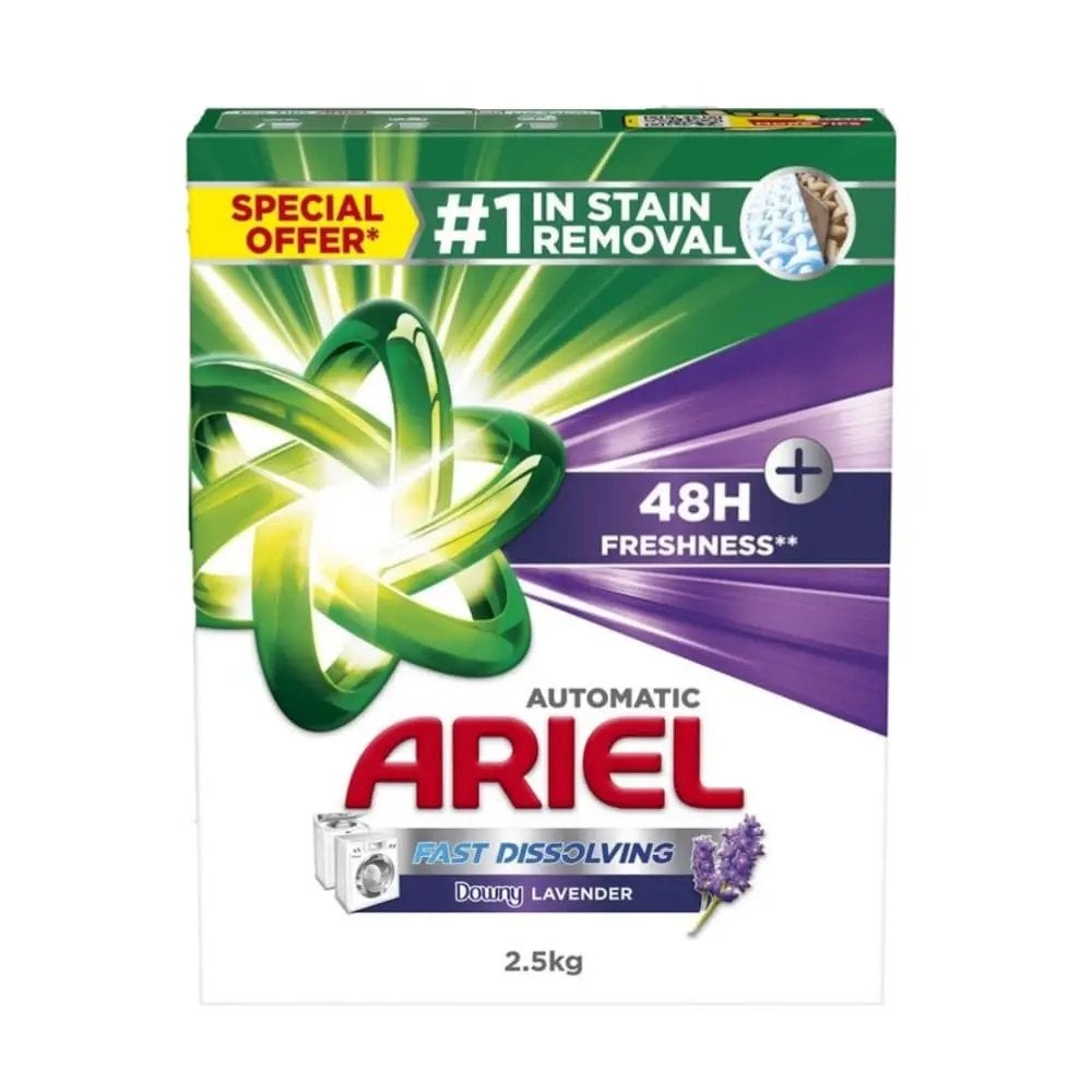 Ariel Automatic Fast Dissolving Detergent Powder With Downy Lavender For 48H Freshness- 2.5kg