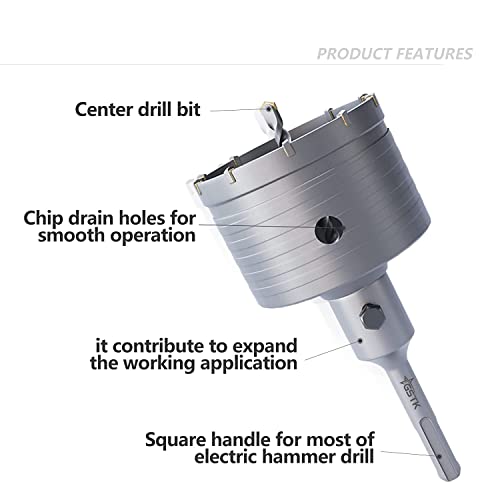 GSTK 15pcs Concrete Hole Saw Set (30 40 50 65 80 100mm) with SDS Plus Shank Connecting Rod 110mm and 5pcs Dust Catchers, Concrete Hole Saw Kit for Concrete|Cement|Brick|Stone|Wall. - Image 4