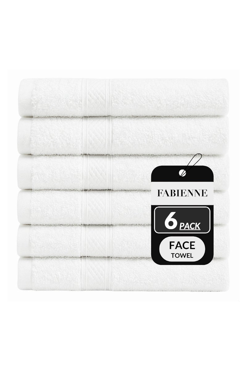 فابينني مناشف وجه فاخرة من القطن بنسبة 100%، 6 قطع، مقاس 33×33 سم، مناشف غسيل 13×13 بوصة، منشفة صغيرة ناعمة وماصة، تصميم بحافة مزدوجة، مجموعة مناشف أطباق متعددة الاستخدامات للحمامات وغرف الطعام والصالات الرياضية والفنادق والمنتجعات الصحية - Image 1
