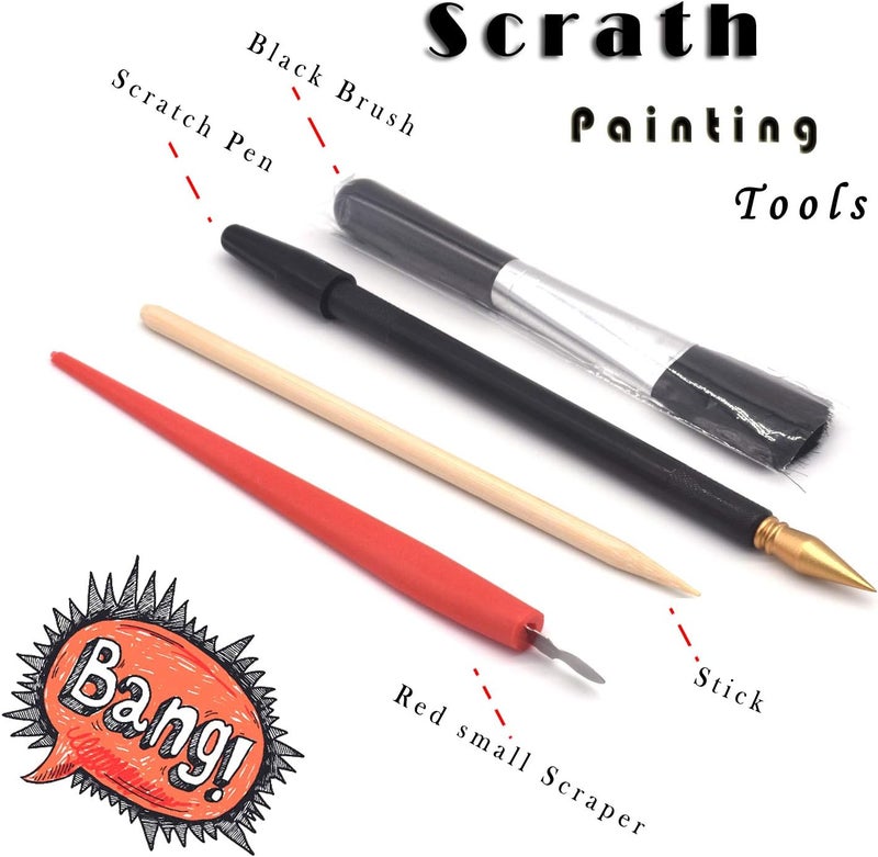 BOTEEN Scratch Rainbow Painting Art Postcards,Scratch & Sketch Art for Kids & Adults,Scratch Painting Creative Gift Engraving Art & Craft Set,Mini Envelope Postcard with 4 Tools,7.9''x5.5''(Classic Series) - Image 4