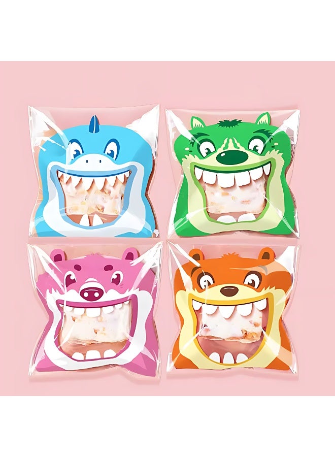 Sunspire 100 Pieces Cute Resealable Cookie Bags, 10 x 10 cm (4x4 inches) Self-Adhesive Snack Bags, Flat Cellophane Candy Bags for Kids Parties, Gift Candies and Desserts (Multi-Color) - Image 5