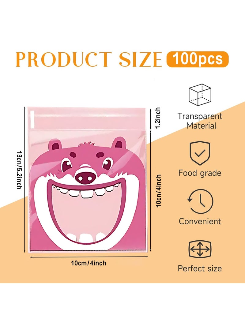 Sunspire 100 Pieces Cute Resealable Cookie Bags, 10 x 10 cm (4x4 inches) Self-Adhesive Snack Bags, Flat Cellophane Candy Bags for Kids Parties, Gift Candies and Desserts (Multi-Color) - Image 2
