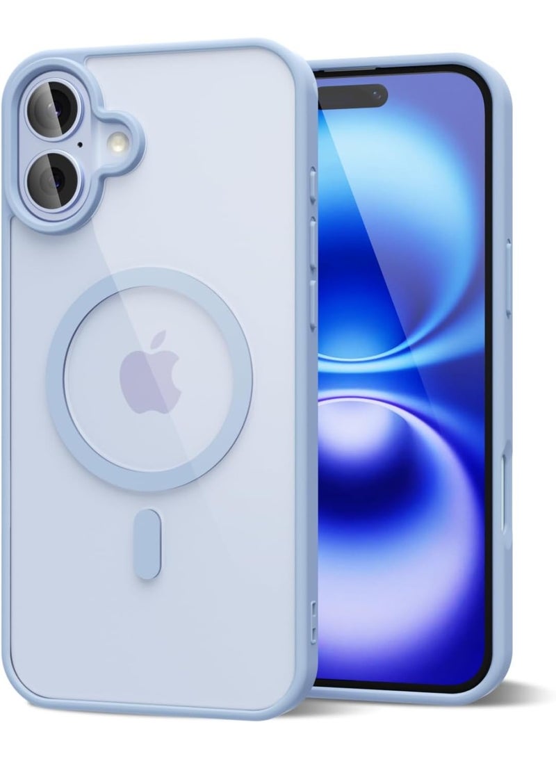 أكاليكس جراب مغناطيسي لهاتف iPhone 16 [مضاد للصدمات ونحيف] غطاء خلفي صلب شفاف مع حماية عالية الجودة | أزرق سماوي شفاف - Image 1