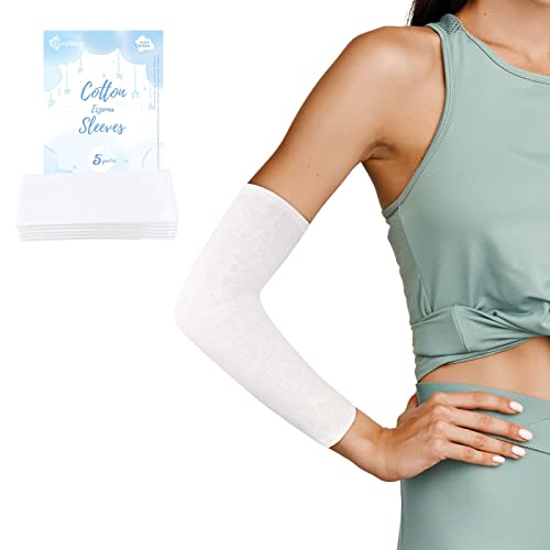 Evridwear Eczema Arm or Leg Sleeves, 5 Pairs Pure Cotton Fabric Prevent Scratching and Rubbing Eczema Skin Diseases Diabetes for Adults(M) - Image 1