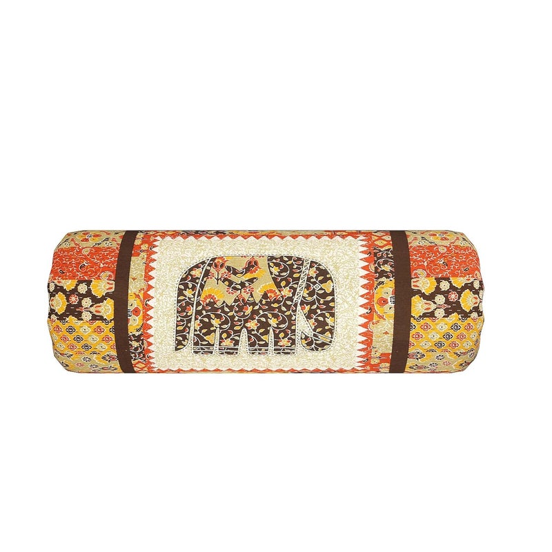 AMLEXTTRIZ Barmeri Elephant Print Bolster Cover 100 Cotton Set of 2 Round Decorative Pillow Cover for Diwan Bed Side Long Pillow Case Masand Pillowcases 16x32 Inch Brown - Image 3