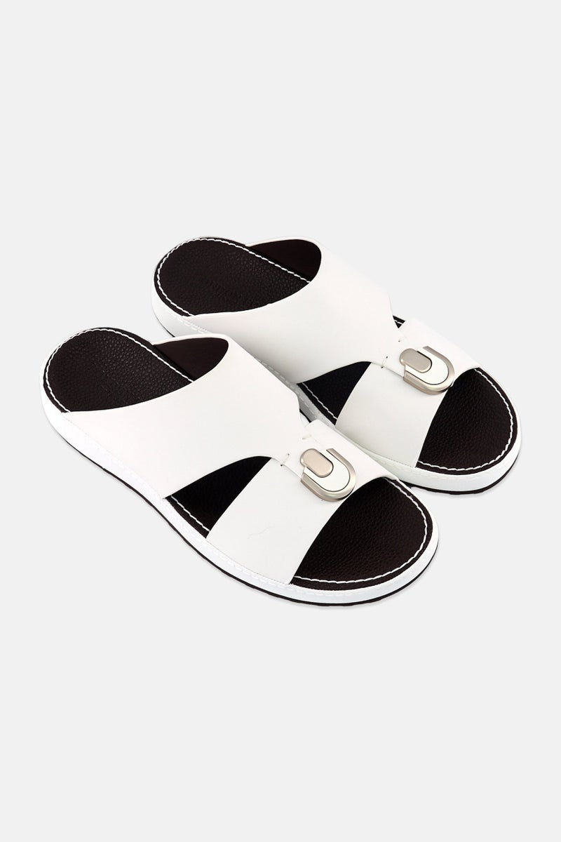 London Fog Men Slip On Arabic Sandals, White - Image 4