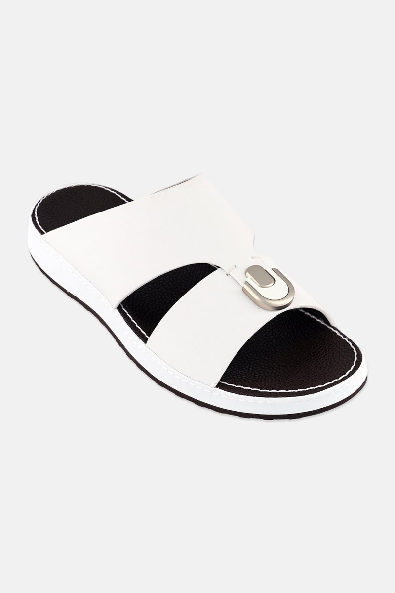 London Fog Men Slip On Arabic Sandals, White - Image 1