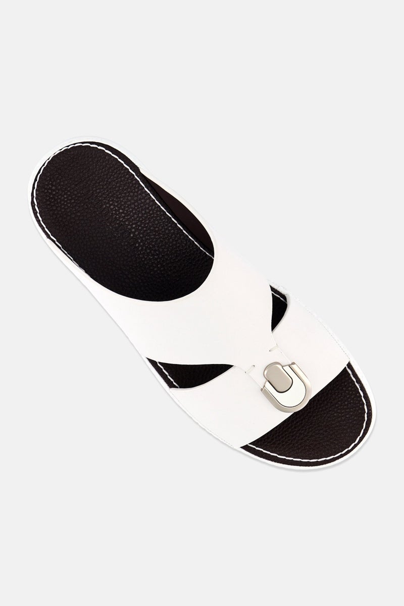 London Fog Men Slip On Arabic Sandals, White - Image 3