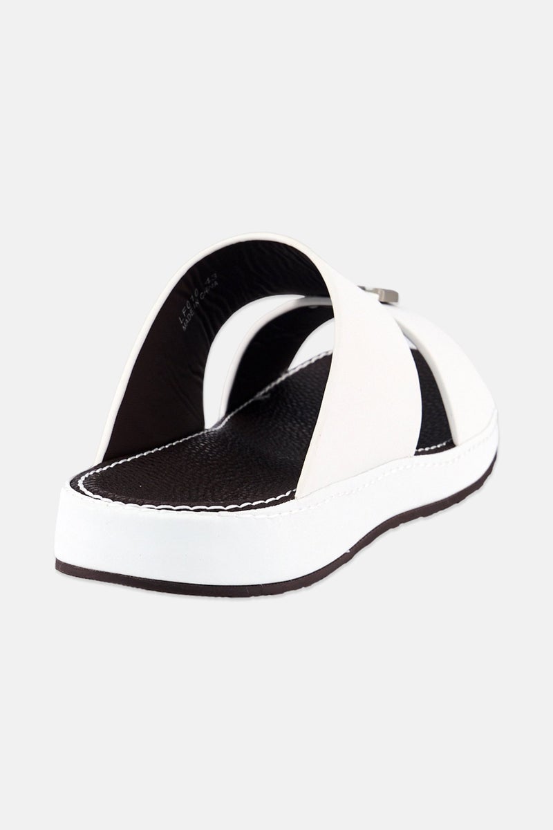 London Fog Men Slip On Arabic Sandals, White - Image 2