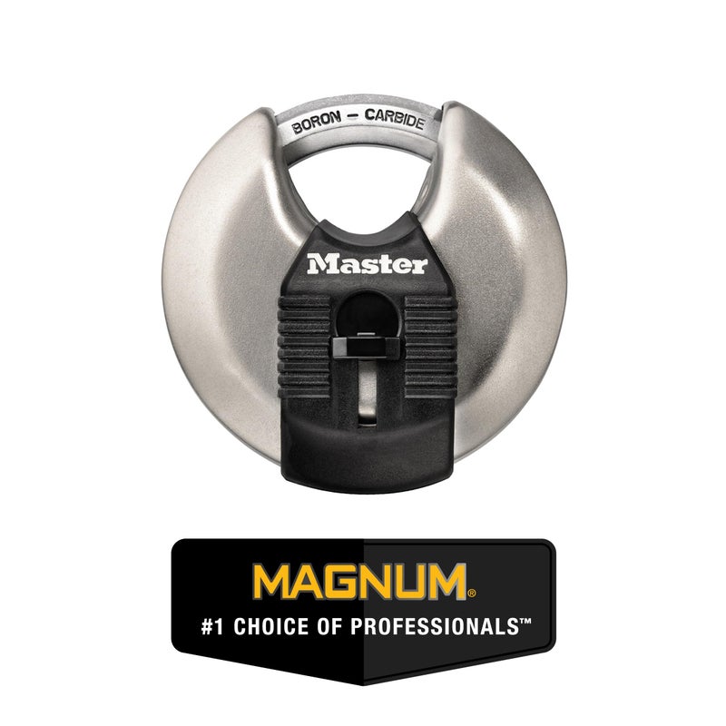 Master Lock Magnum Heavy-Duty Stainless-Steel Discus Padlock with Keys, Keyed Alike Heavy Duty Storage Lock for Indoor or Outdoor Use, M40XKAD - Image 2