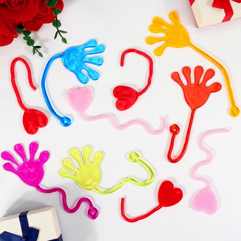 VICROIC 24 PCS Valentines Sticky hands, Stretchy Heart Sticky Hands Toys Bulk for Valentines Day Gifts, Prizes, Valentine Goodie Bag Stuffers, Valentine Party Favor Supplies - Image 4