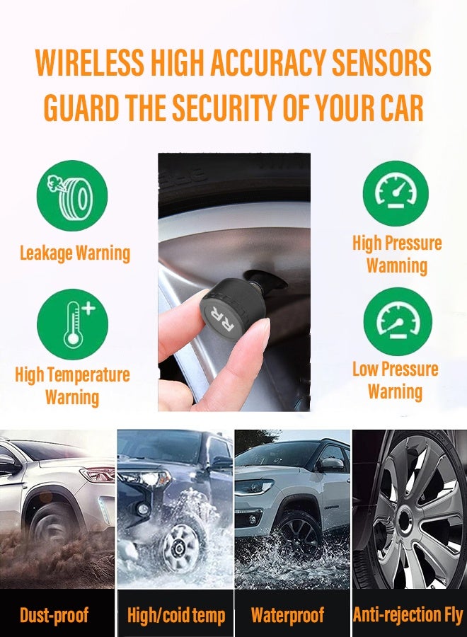 CubeG Solar Powered Car Tire Pressure Monitoring Tool, TPMS Tire Pressure Monitoring System, Wireless TPMS Monitor, LCD Digital Display Tire Pressure Gauge, Practical Car Maintenance Tool with Replacement Valve - Image 3