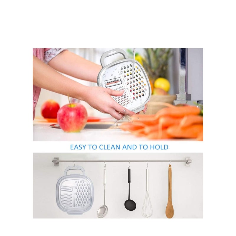 SOLARAE Cheese Grater Easy to Use Graters for Kitchen with Container and Lid for Cheese, Vegetables, Ginger, Graters for Cheese, Nutmeg, Fruit, Chocolate, Ginger and Garlic, Box Grater for Kitchen - Image 4