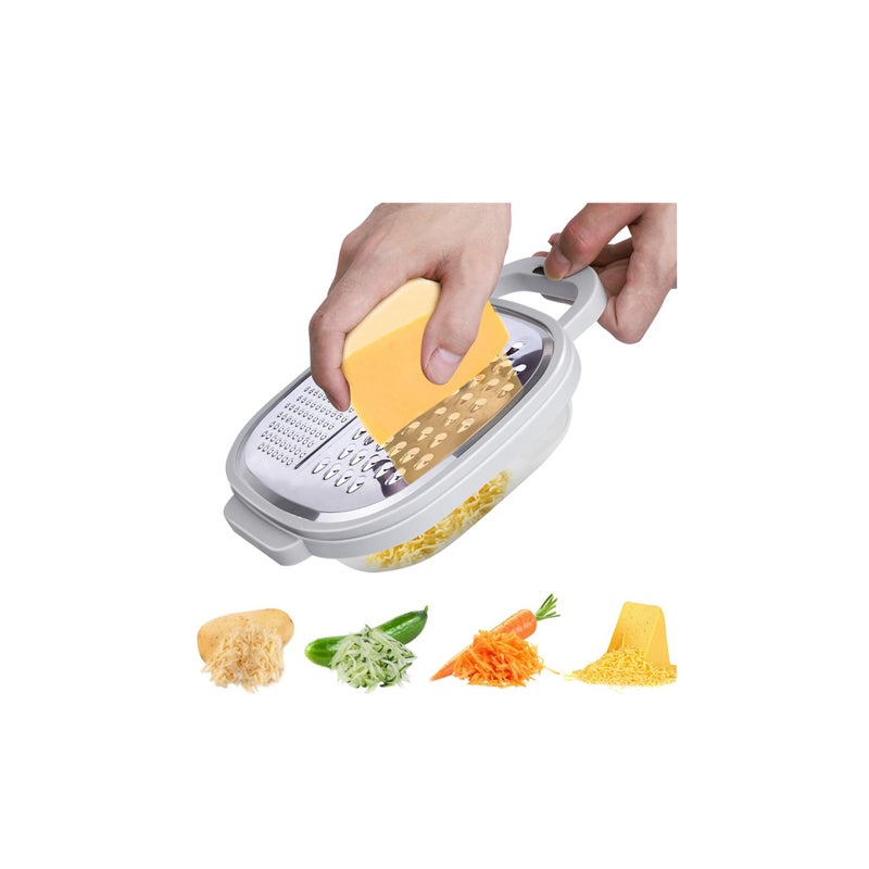 SOLARAE Cheese Grater Easy to Use Graters for Kitchen with Container and Lid for Cheese, Vegetables, Ginger, Graters for Cheese, Nutmeg, Fruit, Chocolate, Ginger and Garlic, Box Grater for Kitchen - Image 1