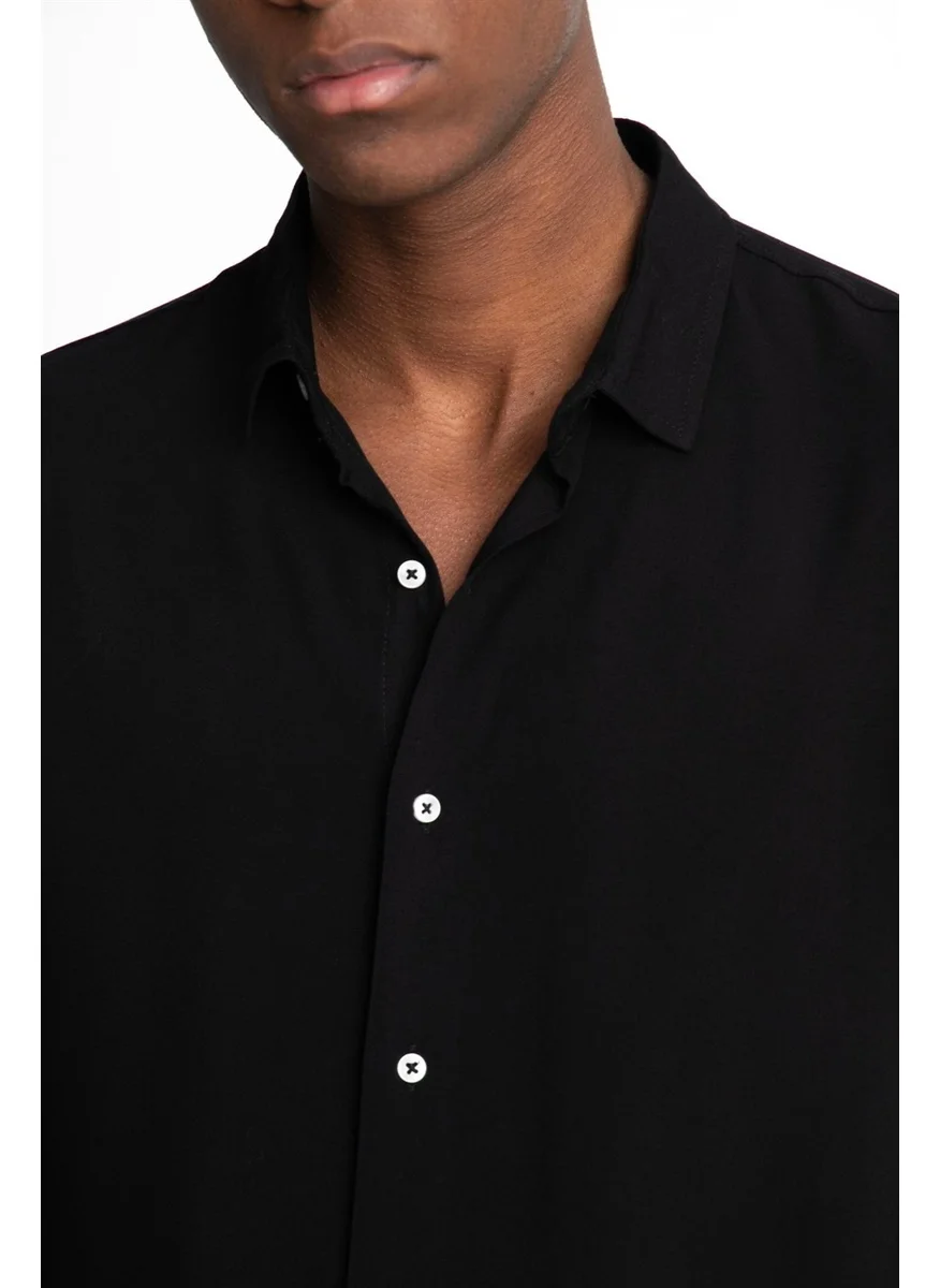 Tudors Slim Fit Slim Fit Long Sleeve Flowy Viscose Stylish Men's Shirt -