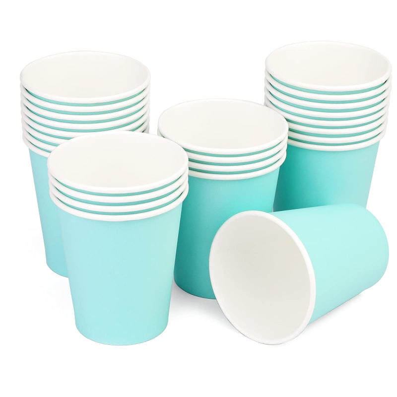 BALDCC 25 Pack 8 oz Disposable Paper Cups Light Blue Paper Coffee Cups HotCold Beverage Drinking Cups Suitable for Offices Home Kitchens Coffee Shops Light Blue