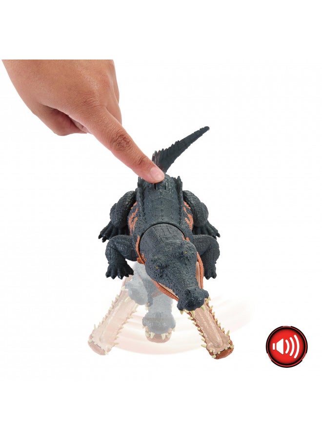 JURASSIC WORLD Jurassic World Wild Roar Gryposuchus Dinosaur Figure with Continuing Roar Sound & Attack Action, Posable Physical Toy & Digital Play  - Image 2