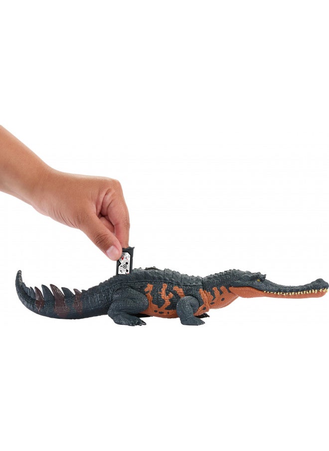 JURASSIC WORLD Jurassic World Wild Roar Gryposuchus Dinosaur Figure with Continuing Roar Sound & Attack Action, Posable Physical Toy & Digital Play  - Image 3