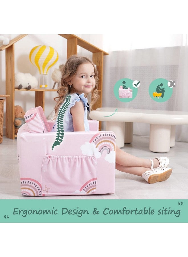 ACRABROS ACRABROS Kids Couch: Toddler Sofa Bed Fold Out for Gilrs Boys Baby Flip Out Convertible Lounge Chair Unicorn  - Image 4