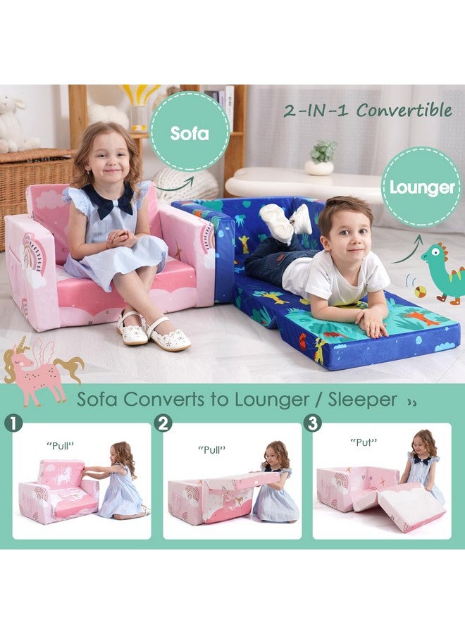 ACRABROS ACRABROS Kids Couch: Toddler Sofa Bed Fold Out for Gilrs Boys Baby Flip Out Convertible Lounge Chair Unicorn  - Image 3