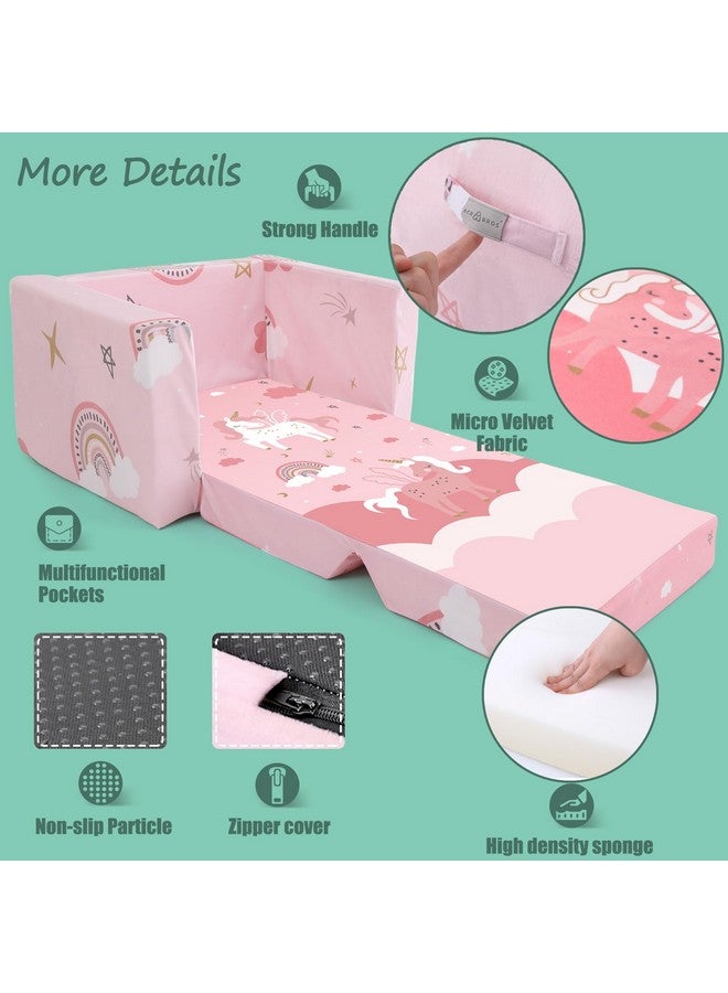 ACRABROS ACRABROS Kids Couch: Toddler Sofa Bed Fold Out for Gilrs Boys Baby Flip Out Convertible Lounge Chair Unicorn  - Image 5