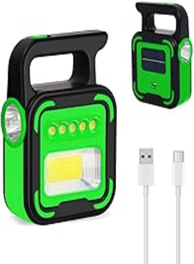 hanso Emergency Light Outdoor Solar 3-in-1 LED Floodlight: Searchlight, Flashlight, and USB Charger (Green)