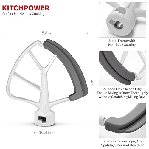 KITCHPOWER 4.5-5 Quart Flex Edge Beater for KitchenAid Tilt-Head Stand Mixers White - Image 2