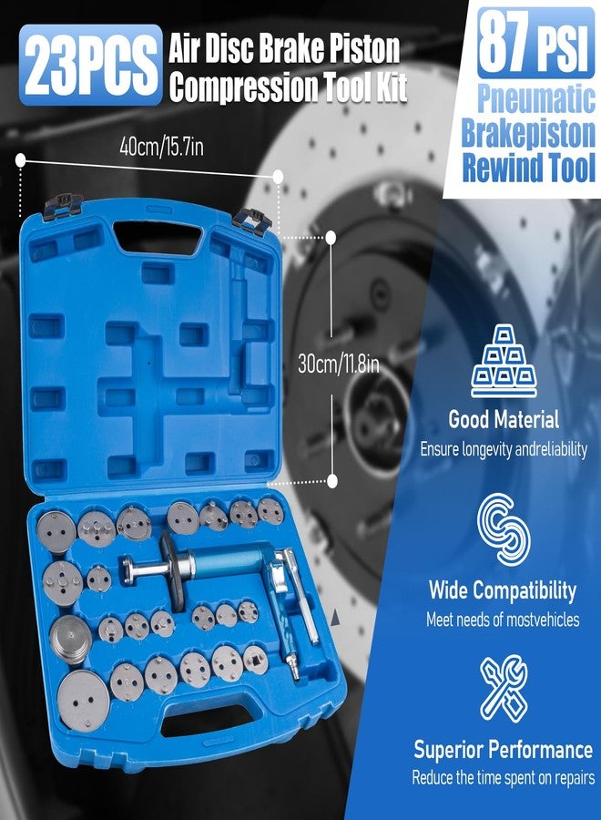 Rpeconu 23PCS Pneumatic Brake Caliper Compression Tool Kit, Air Operated Brake Piston Wind Back Tool Set with Adapters for Brake Pad Replacement, Suitable for Automotive Maintenance and Repair - Image 2