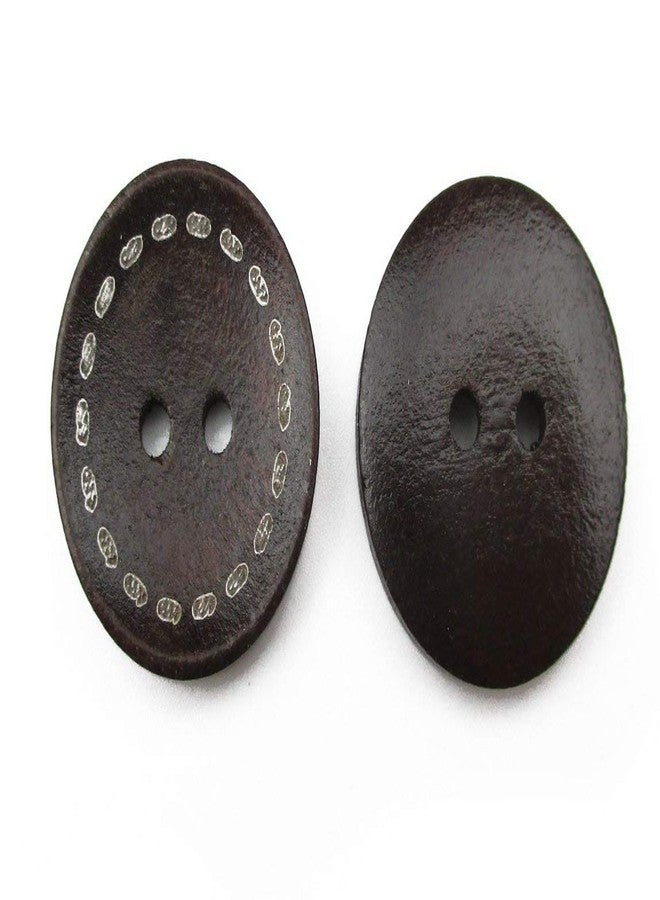ALL in ONE 100pcs Dark Brown 2 Holes Round Wood Sewing Buttons with Dashed Line 20mm(3/4”) - Image 2