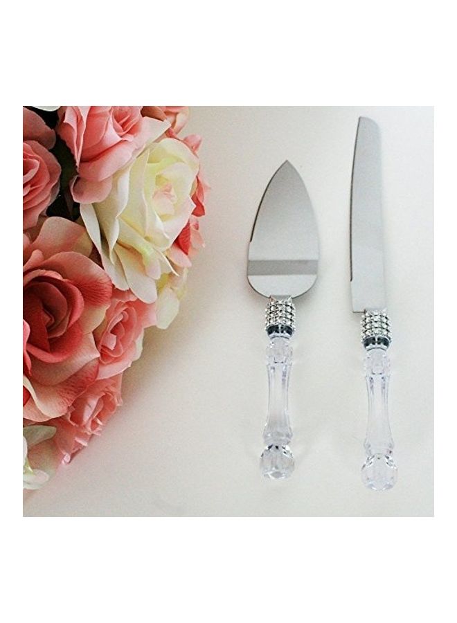 Syga Stainless steel serrated bread knife golden crystal handle 2 Piece pizza knife cake knife baking tool suit - Image 2