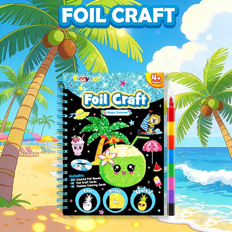 FUNNYB&G Foil Art Kit - Foil Crafts for Kids, Toys for Girls 4-10 Years Old, No Mess Travel Essentials, Kids Toys, Girls Gifts, Birthday Gift, Coloring Books for Kids - Image 3