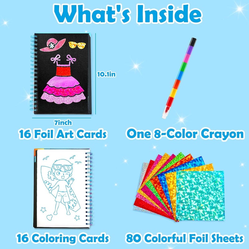 FUNNYB&G Foil Art Kit - Foil Crafts for Kids, Toys for Girls 4-10 Years Old, No Mess Travel Essentials, Kids Toys, Girls Gifts, Birthday Gift, Coloring Books for Kids - Image 5