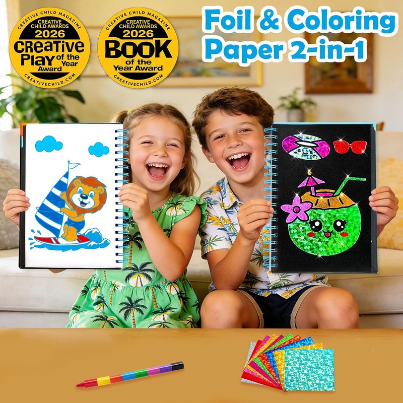 FUNNYB&G Foil Art Kit - Foil Crafts for Kids, Toys for Girls 4-10 Years Old, No Mess Travel Essentials, Kids Toys, Girls Gifts, Birthday Gift, Coloring Books for Kids - Image 2
