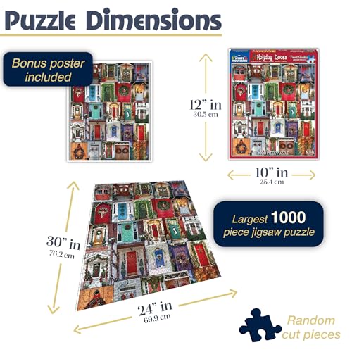 White Mountain Puzzles Holiday Doors - 1000 Piece Jigsaw Puzzle - Image 3