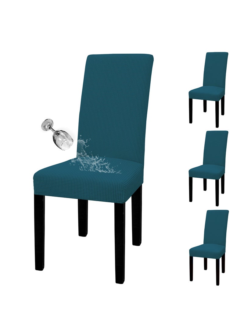 Easy-Going EasyGoing 100 Waterproof Dining Room Chair Cover Set of 4 Stretch Jacquard Parson Chair Slipcover Removable Washable Chair Protector for Home Restaurant Banquet Large Peacock Blue 
