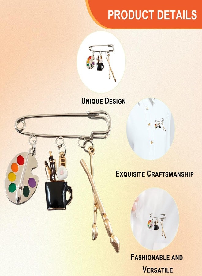 TARINI Pin Art, Pin Badges, Funny Pins, Scarf Pin, Creative Artist Palette Brooch - Unique Colorful Artistic Pin for Clothes, Scarves & Hats, Art student - Image 2