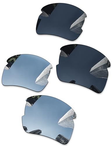 Combine8 2 Pairs Ploarized Replacement Lenses for Oakley Flak 2.0 XL OO9188 Sunglasses - Black + Silver Titanium - Image 1