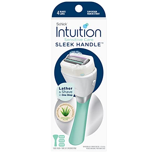 Intuition Schick Intuition Sleek Razors for Women with Sensitive Skin  1 Razor  3 Intuition Razor Blades Refill with Organic Aloe