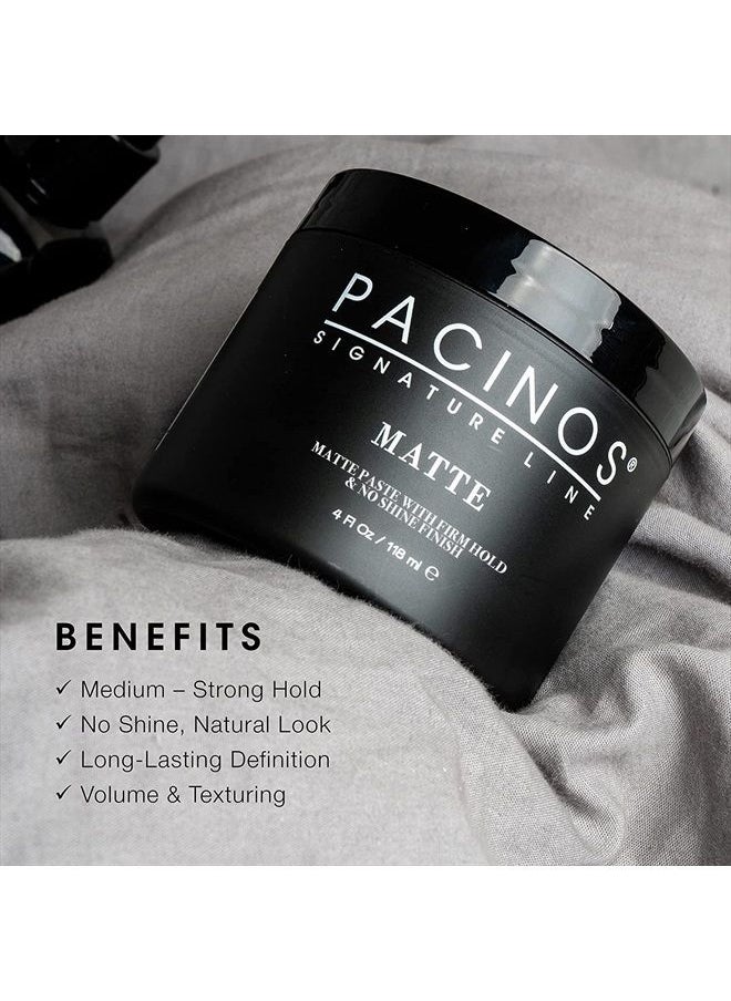Pacinos معجون شعر غير لامع - تثبيت قوي، بدون لمعان، شمع نحت وتصفيف، تحديد وملمس يدوم طويلاً، بدون رقائق، لجميع أنواع الشعر، 4 أونصة سائلة.  - Image 2