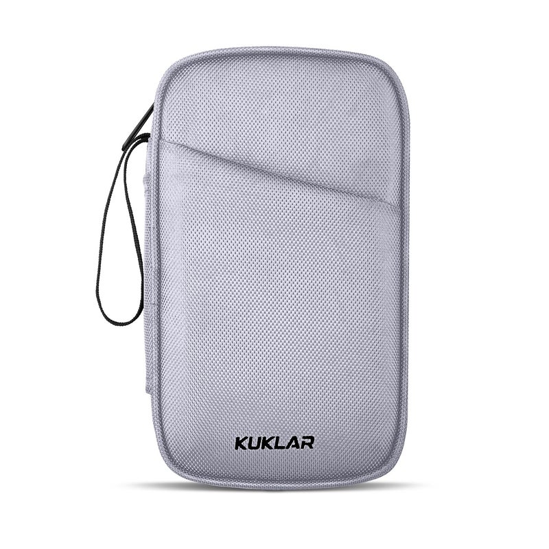 KUKLAR Travel Organizer Pouch Premium Zippered Case with Wrist Strap, Multi Pocket Storage Bag for Passport Documents, Cables Gadgets & Accessories Lightweight Durable & Portable(Silver) - Image 1