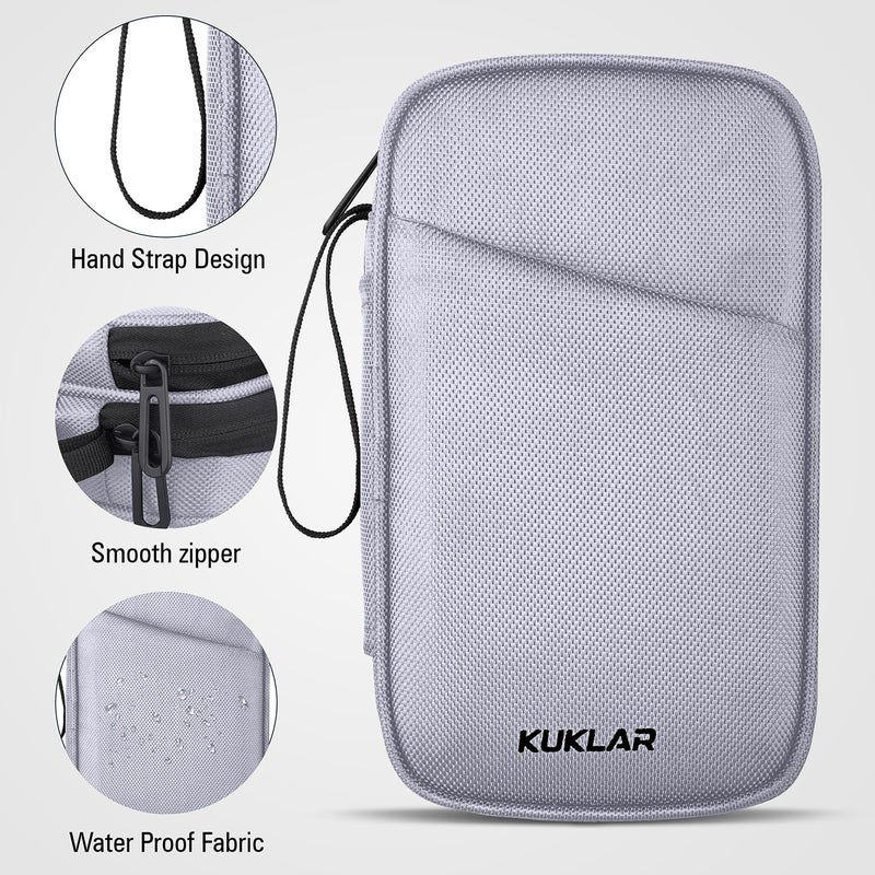 KUKLAR Travel Organizer Pouch Premium Zippered Case with Wrist Strap, Multi Pocket Storage Bag for Passport Documents, Cables Gadgets & Accessories Lightweight Durable & Portable(Silver) - Image 5