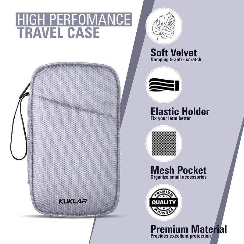 KUKLAR Travel Organizer Pouch Premium Zippered Case with Wrist Strap, Multi Pocket Storage Bag for Passport Documents, Cables Gadgets & Accessories Lightweight Durable & Portable(Silver) - Image 4