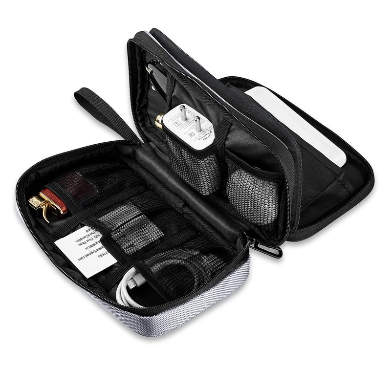 KUKLAR Travel Organizer Pouch Premium Zippered Case with Wrist Strap, Multi Pocket Storage Bag for Passport Documents, Cables Gadgets & Accessories Lightweight Durable & Portable(Silver) - Image 2