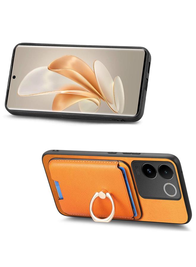 erorex Case For vivo Y300+ Retro Cross Leather Ring Vertical Insert Card Bag MagSafe Phone Case - Image 4