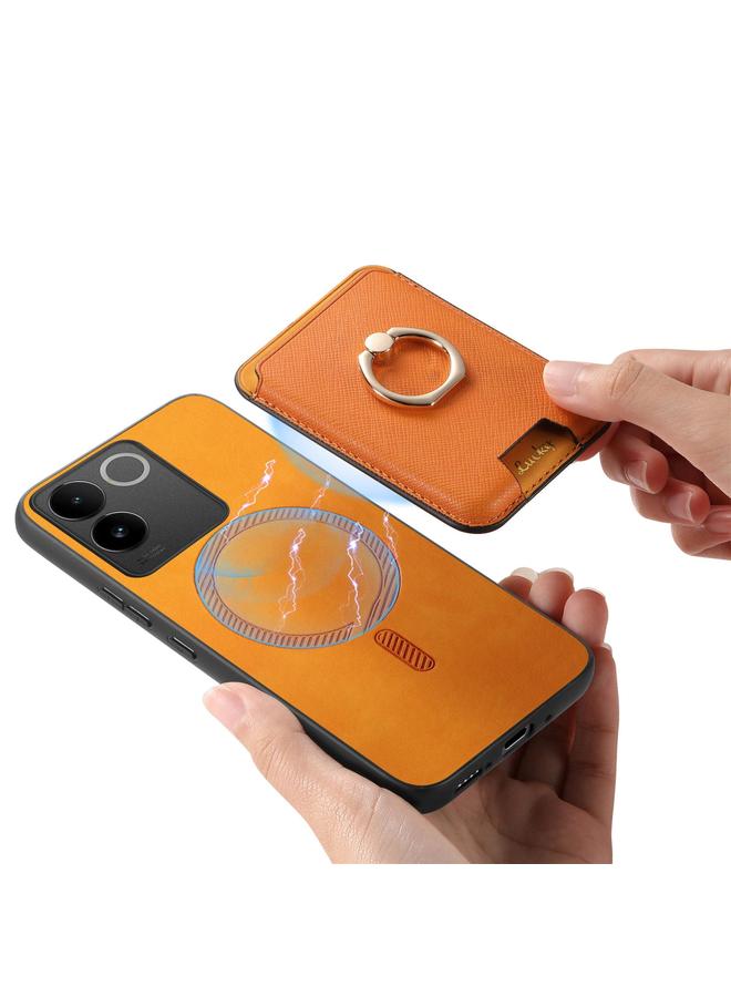 erorex Case For vivo Y300+ Retro Cross Leather Ring Vertical Insert Card Bag MagSafe Phone Case - Image 5