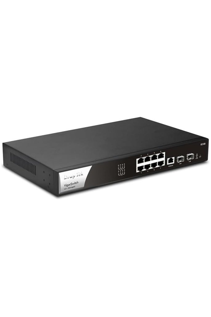 Draytek VigorSwitch P2100 8-Port Gigabit PoE Layer 2+ Managed Switch | 2 SFP Uplink Ports | Rack Mountable | Business Class - Image 2